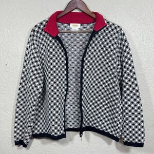 Vtg 90s‎ Talbots Sweater Jacket Lg Full Zip Cotton Ivy Preppy Heritage Americana